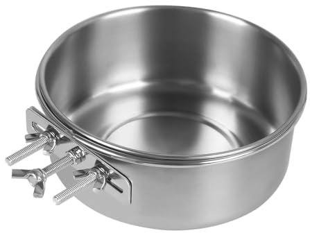 MIOYOOW Gamelles à Oiseaux Séparable, Mangeoire d'alimentation INOX Cage pour Oiseaux, Bol d'eau et Nourriture pour Perroquet, Petits Animaux, Chatons et Chiots 10/12/14/16 cm