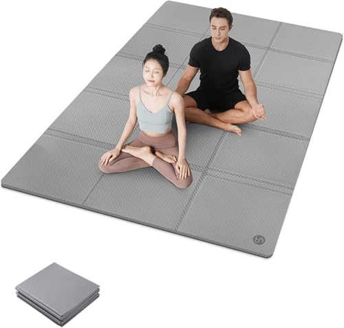RYTMAT Faltbare Yogamatte Rutschfest Tragbar Fitnessmatte 200x130x0.5CM Gymnastikmatte für Pilates Camping Sport Reisen TPE Klappbar Übungsmatte