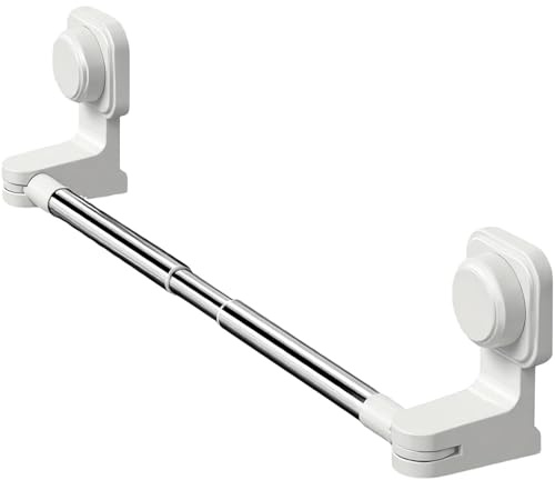 Portasciugamani Regolabile Con Ventosa E Asta Telescopica In Acciaio Inossidabile, Lunghezza 30-130 Cm. Adatto Per Angoli Di Bagno E Cucina, Porte Doccia In Vetro(Bianco,30-60cm)