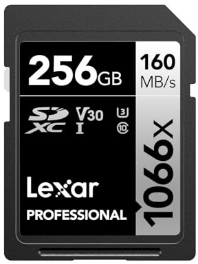 Lexar Carte SD Professionnelle 1066x 256 Go SDXC UHS-I avec Une Vitesse de Lecture jusqu'à 160 Mo/s, Carte Mémoire SD V30/U3/C10 pour Appareils Photo Reflex Numériques et Caméscopes HD