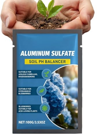 Fertilizzante per piante acidofile – Acidificante per terreno a base di solfato di alluminio per ortensie, colorante blu | Abbassa il valore del pH, cura delle piante, giardino, applicazione su laghet