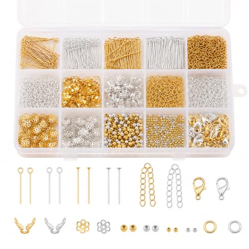 LEMONSTONE 1240 Stück Ohrringe Selber Machen Set, Gold & Silber | Schmuck Selber Machen Set für Anfänger und Erwachsene, Ohrringe Zubehör Bastelnset für DIY Schmuckherstellung & Reparatur