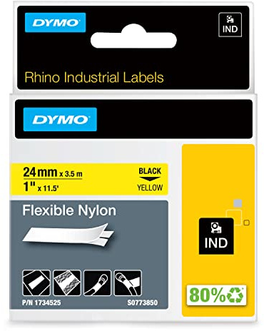 Dymo Rhino ID1 Nylonband, 24mm x 3,5m, schwarz auf gelb