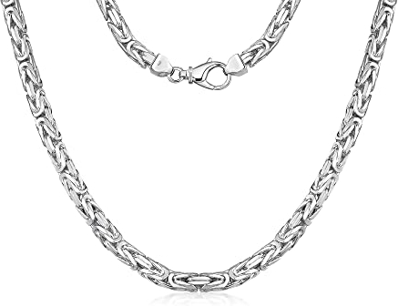 Silberketten Store Königskette 925 Silber Herren 7 mm Stärke I Männer Silberkette mit Karabiner Verschluss I Panzerkette Herren vierkant hochglanz