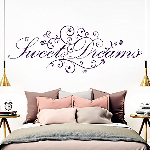 Grandora Wandtattoo Spruch Sweet Dreams I violett (BxH) 110 x 41 cm I Schlafzimmer süße Träume selbstklebend Sticker Aufkleber Wandaufkleber Wandsticker W718