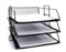 1,2 or 3 Tiers Office Mesh Filing Front Loading Silver Black Trays Documents Letters (3 Black Trays + Risers)