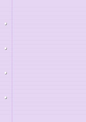 Dyslexia Visual Stress Tinted Coloured Lined Writing Paper Ruled with Margin 50 Sheets 10mm Lines Lilac (Pastel Purple) A4, 4 Hole Punched re-Fill Pack
