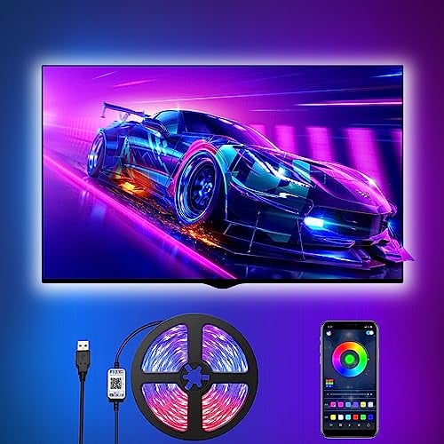 Romwish LED TV Hintergrundbeleuchtung, 3M LED Strip USB Bluetooth LED Licht für 40-50 Inch RGB 5050 APP Control Sync mit Music Bias Lighting Beleuchtung für HDTV, TV-Bildschirm, PC