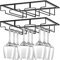 WEYHTF 2 Pack Wine Glass Holder Under Cabinet,Wine Stemware Holder,Wine Glass Rack,3 Rows Black Metal Wine Glasses Hanger,Wine Glass Holder Storage Under Shelf,Wine Glass Rack for Kitchen Bar