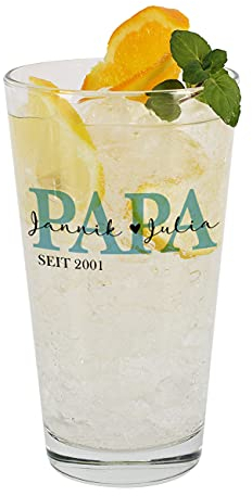 Herz & Heim® Personalisiertes Trinkglas mit Aufdruck für Eltern und Großeltern Papa