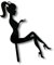 Craft Cart Acrylic Cake Topper Sitting Girl Lady Figure Black Silhouette Birthday Party Decoration