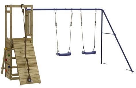 vidaXL Spielturm, Klettergerüst mit Schaukel Kletterwand, Kinder Kletterturm, Spiel-Zubehör für Garten, Holz Spielplatz Spielhaus, Imprägniertes Kiefernholz