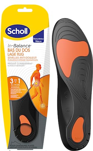 Scholl In-Balance Semelles Orthopédiques Homme & Femme pour Soulager les Douleurs au Bas du Dos avec Soutien Optimal de la Voûte Plantaire et Répartition de la Pression, Taille 42,5-45 - 1 paire
