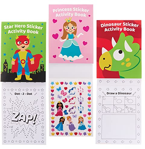 Baker Ross FX833 Sticker-Aktivitätsbücher - 8er-Packung, Sticker-Bücher-Partytütenfüller für Kinder