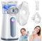Aidisy Silent Portable Aerosol Adultes et Enfants - Appareil à Ultrasons Aérosol Efficace Soulager la Respiration, 2 Masques et Embout Buccal, USB-C Rechargeable, Vitesse d’Atomisation Réglable-Gris