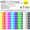 450 Stück Klebepunkte aus Folie matt rund 5mm wetterfest Aufkleber Sticker Decal Inventur Museen Galerien Markierungen Organisieren DIY basteln verzieren Scrapbook (010 Weiß)