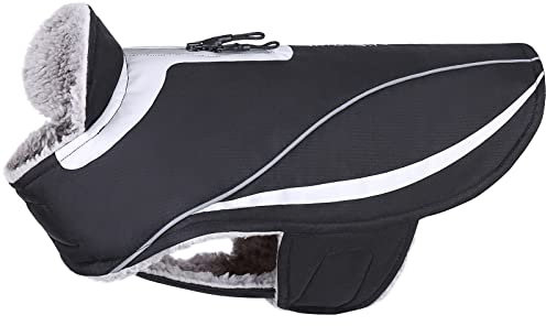 VIVAGLORY Hundemantel, Leichtgewichtig Kuschelig Hundejacke Fleece Für Den Spätherbst und den Frühwinter, Wasserbeständig Hundefleeceweste für Klein Haustiere Gehen Training, Schwarz