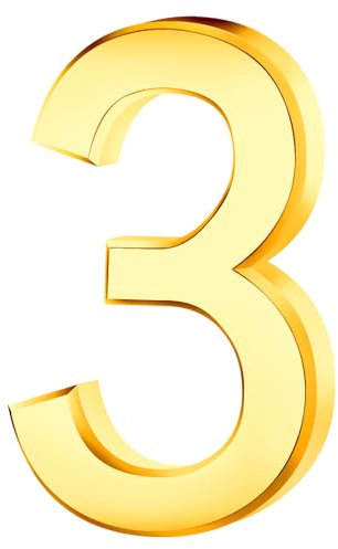 Rumyve 3D Gold Waterproof House Number Self-Adhesive, Mailbox Number Street Address Number for Number 0-9 Floating House Door, Residential Apartment Office Hotel(3)