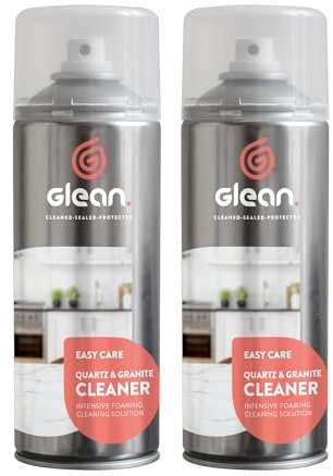 GLEAN Quartz & Granite Cleaner | 2 x 400ml | NON ABRASIVE | Quartz | Granite | Kitchen Cleaner | Streak-free Foaming Worktop Cleaner | Clean & Polish Natural Stone