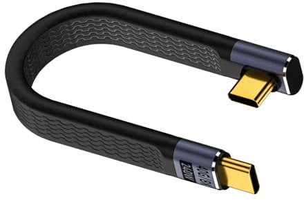 Maxhood Short USB C to USB C Cable 13cm, USBC Cable 240W Right Angle, 40Gbps 5A PD Fast Charging Soft Flat Type C to Type C Cord 8K@60Hz Compatible with iPhone, Laptop
