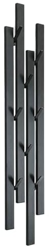 DanDiBo Garderobe Wand Schwarz Metall 96612 Wandgarderobe mit 8 Haken Schmal Flurgarderobe Modern Hakenleiste Garderobenhaken