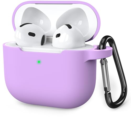 Delidigi Kompatibel mit AirPods 4 Hülle, Slim Weiches Silikon Case 360° Rundumschutz, Skin Accessories for AirPods 4th Generation 2024 Latest with Keychain