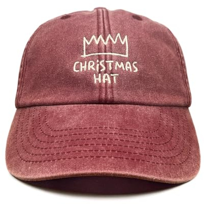 Outsdr Unisex Christmas Hat Bestickte Dad-Baseballkappe - Washed Red - One Size