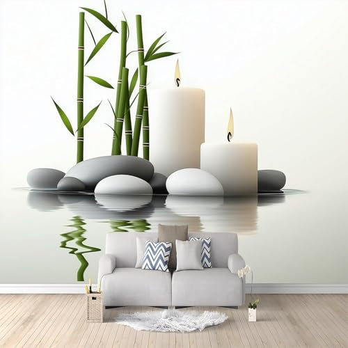 Fotomurales Decorativos Pared Zen 3D Mural Autoadhesivo Pared Piedra Papel Pintado Tela de Seda Papel Tapiz Panorámico 400x280 cm A-1575