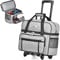 CAB55 Bowlingtasche mit 2 Bällen und 4 Rollen, doppelte Bowlingballtasche mit separatem Schuhfach (bis US-Herrengröße 44) und mehreren multifunktionalen Zubehörtaschen, Grau