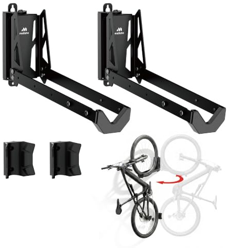 MADAMO Fahrradhalterung Wand Schwenkbar - Fahrradaufhängung Wand vertikal - Bike Wall Mount für Ordnung in deiner Garage - Fahrradhalter für alle Fahrradtypen inkl. E-Bike, MTB & Rennrad - 2er Set