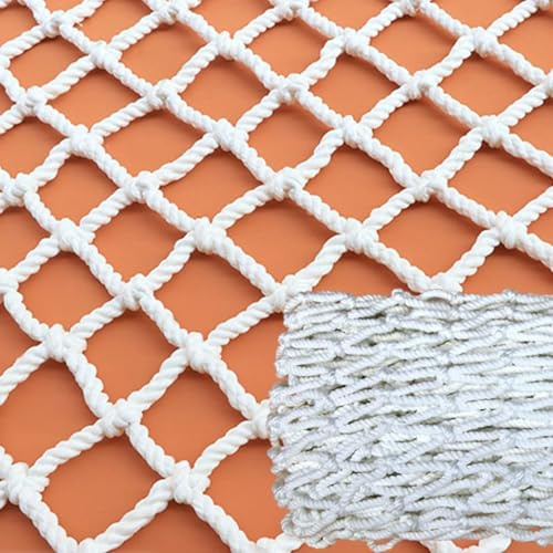 Mozzeilee Kindersicherheitsnetz, weißes Nylon, Balkonschutznetz, Fenstergeländernetz für Kinder, Haustiere, LKW, Fracht, verstärktes Netz, Spielplatz/Etagenbett, Anti-Fall-Mesh (weiß, 5 cm Maschen