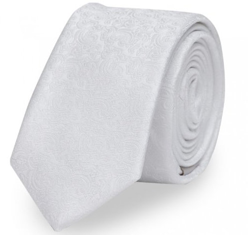 Fabio Farini - Herren Krawatte 6cm Breite einfarbig - elegante Unifarben Männer Schlipse für Arbeit Business Anzug Büro Weiß Mattweiß Paisleymuster