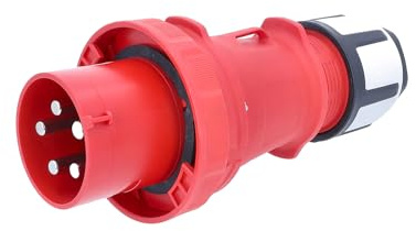 as - Schwabe CEE Stecker 400V/125A/5-polig - Rot, 61424 - Made in Germany | Starkstrom Stecker mit Schraubanschlüssen - Stromstecker Schlagfest - Zugentlastung - Spritzwassergeschützt IP67