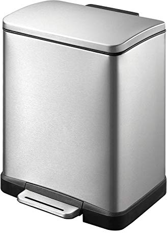 EKO E-Cube Pedal Bin, Metal, Matt Stainless Steel, 12 Litre