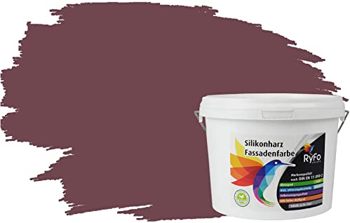 RyFo Colors Silikonharz Fassadenfarbe Lotuseffekt Trend Bordeauxbraun 3l - bunte Fassadenfarbe, weitere Violett Farbtöne und Größen erhältlich, Deckkraft Klasse 1