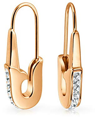 Sicherheitsnadel-Symbol Unterstützung für Vertriebene Fädelohrstecker Kristallakzent Rosévergoldeter Chirurgenstahl Anhänger hinzufügen