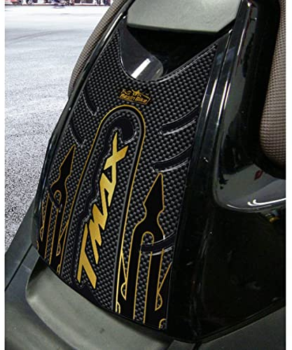 Resin Bike Adesivi Scooter Compatibile con Yamaha Tmax 500 e 530 2008 2016. Protezione Sportello Serbatoio da Urti e Graffi. Adesivo 3D Resinato - Carbonio e Oro