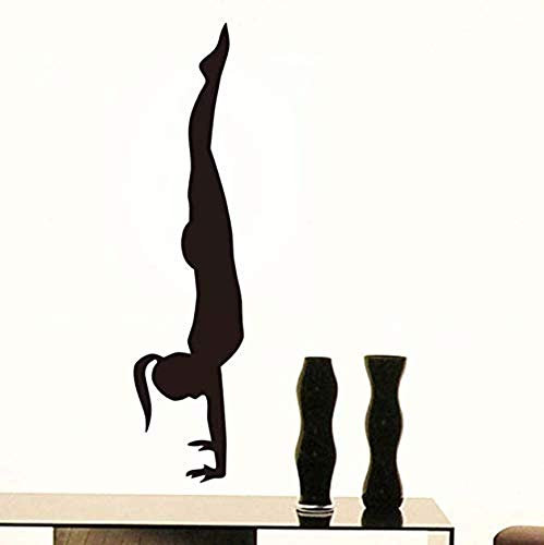 Wandaufkleber Schwarzer Druck Selbstklebender Handstand Mädchen Yoga Poster Home Decoration Vinyl Art Wandbild 40 X 167Cm