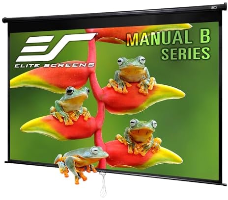 Elite Screens Manual B 110-INCH Manual Pull Down Projector Screen 4K 8K 3D Ultra HDR HD Ready Home Theater Movie Gaming Presentation Screen, M110H