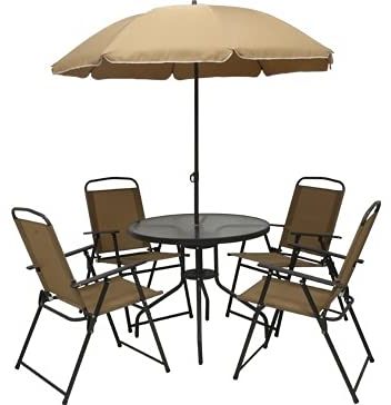 Set Funny Sonnenschirm + Tisch + 4 Stühle für Außen- und Gartenmöbel