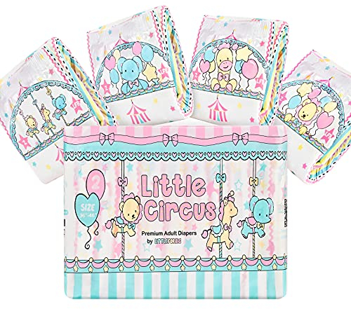 LittleForBig Erwachsenen Gedruckten Windeln 10 Stück - Kleiner Zirkus (Large 91-116 CM)