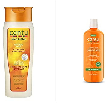 CANTU – Feuchtigkeitsspendende Spülung mit Sheabutter – 1er Pack (1 x 400ml) & – Feuchtigkeitsspendendes Shampoo mit Sheabutter – 1er Pack (1 x 400ml)