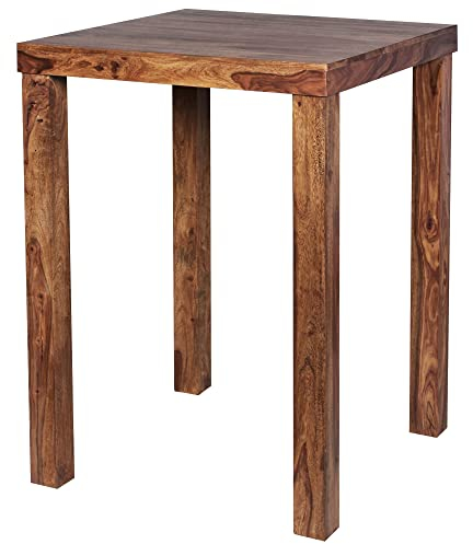 möbelando Bartisch in Braun aus Massivholz Sheesham - 80x80x110cm (LxBxH)