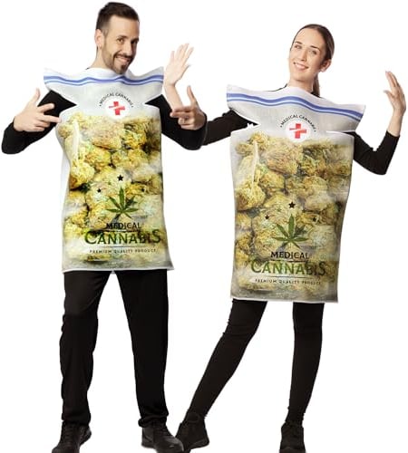 Eurocarnavales Cannabis Kostüm Medizinisches Hanf für Erwachsene Gr. M/L Tunika grün Unisex Fasching Karneval Gruppenkostüm JGA