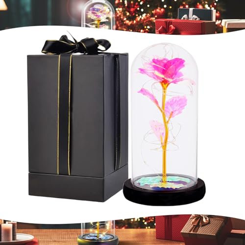 Galaxie-Rose für Sie, leuchtende Rosen-Blumen, Geschenke für Frauen, Mutter, Mädchen, Ehefrau, Tochter, für immer leuchtende Rose in einer Glaskuppel, Rosenlampe, ewige Rose, Geschenk für