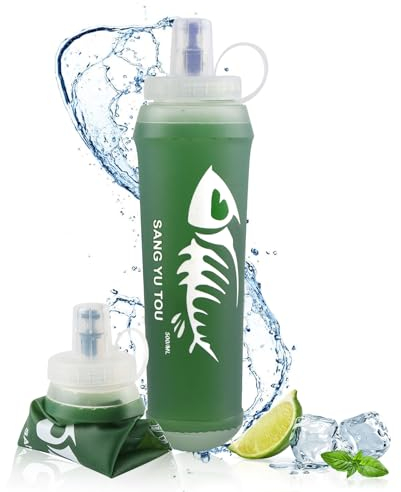 badaren Soft Flask 500 ml, Flasque Souple, Gourde Souple, Bouteille Pliable Sans BPA, Réutilisable, Flasque Running Adaptée pour Les Voyages en Plein Air, La Course, La Randonnée, l'Escalade (vert)