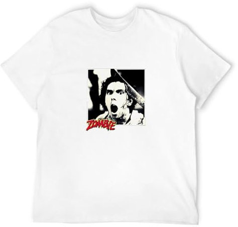 MENGJI Machete Zombie - Dawn of The Dead #3 - Short Sleeve T-Shirt (039) Men T-Shirt White L