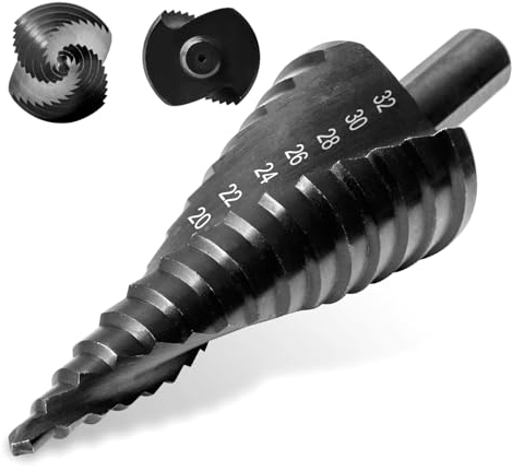 Stufenbohrer für Metall, Kegelbohrer Ø 4-32mm, Stufenbohrer aus Kobaltstahl, Schälbohrer mit 10mm Schaft für jedes Bohrfutter, 15 Stufen Lochbohrer, Blechbohrer Step Drill Bit