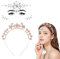 NebulaGlam Sterne Haarreif mit Gesicht Edelsteine, Sterne Stirnband Strass Haarband Gesichtstattoo Karneval Fasching Geburtstag Kostüm Haarreifen Glitzer Haarschmuck für Damen Mädchen (Roségold)