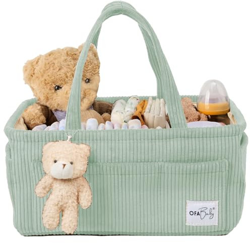 OfaBaby Organizador de pañales, contenedor de almacenamiento para guardería y organizador para pañales y toallitas, cesta de almacenamiento para guardería, artículos esenciales para recién nacidos